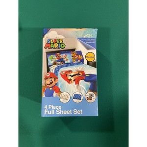 Super Mario Kids Super Soft Microfiber 4 Piece Full Sheet Set